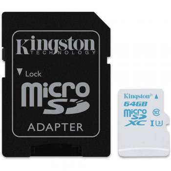 Kingston MicroSD 64 GB – Action Camera & Drone UHS‑I U3 (GoPro)