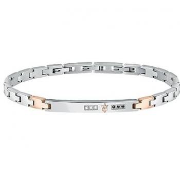 Maserati Diamonds Pulsera Hombre Acero Diamante IP Oro Rosa