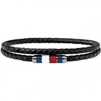 Joyería para Hombre Tommy Hilfiger Pulsera Doble Envoltura Negra con Esmalte 2790056