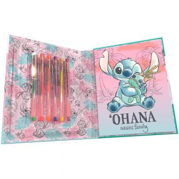 Cuaderno de actividades con 6 bolígrafos de gel Stitch Disney