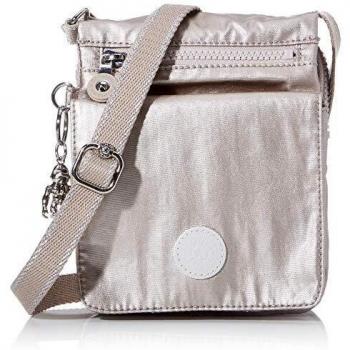 Kipling NEW ELDORADO Bolso bandolera, 20 cm, 1 litros, Plateado (Brillo Metálico)