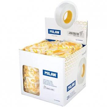 Cinta Adhesiva Doble Cara Milan 15mm x 10m Caja Expositora 28 Rollos