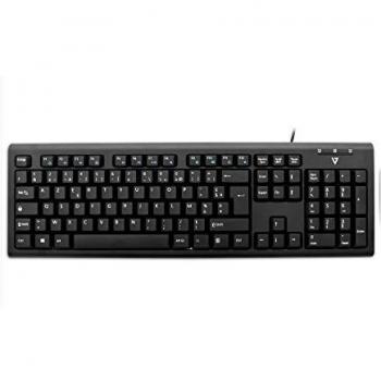 V7 Tastiera USB cablata con adattatore PS2 – FR – Tastiere (Standard, Cablato, USB, Switch meccanico, AZERTY, Nero)