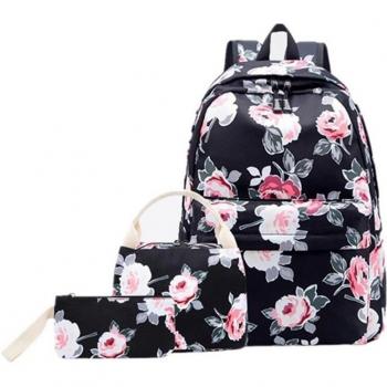 Mochila Escolar Floral Verde para Niñas