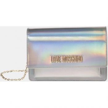 Cartera de Fiesta Love Moschino Plateada Iridiscente