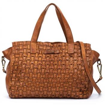 Bolso de hombro Pikolinos de piel trenzada marrón