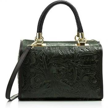 Bolso Tote Mujer Firenze Artegiani Piel Gamuza Verde Oscuro