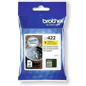 Brother LC422Y Cartuccia Inkjet Originale, fino a 550 Pagine, per Stampanti Mfcj5340Dw, Mfcj5740Dw, Mfcj6540Dw, Mfcj6940Dw, Giallo