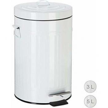 Papelera de Cocina con Pedal y Tapa, 12 l, Blanco