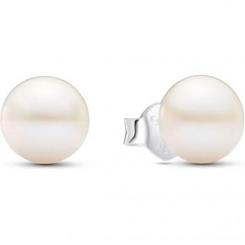 Pendientes Pandora Perla Cultivada 7 mm en plata blanca