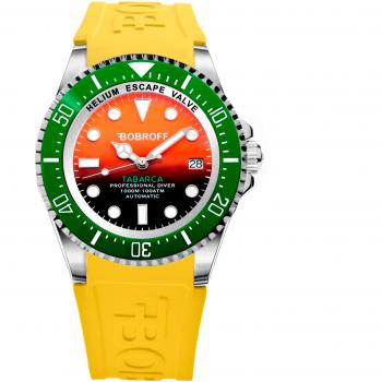 Reloj Bobroff Diver Profesional Naranja 1000m 44mm