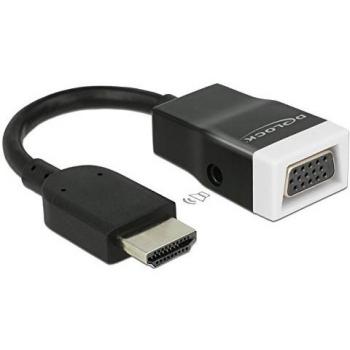 DeLOCK 65587 Adaptador de Cable HDMI-A VGA, 3.5mm Negro, Blanco, Male Connector/Female Connector