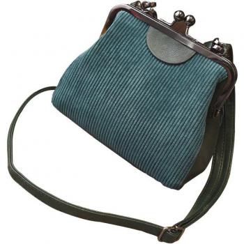 Bolso de hombro de terciopelo vintage con clip para mujer