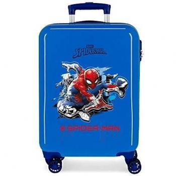 Marvel Spiderman Geo Maleta de cabina Azul 37x55x20 cms Rígida ABS Cierre combinación 34L 2,6Kgs 4 Ruedas Dobles Equipaje de Mano