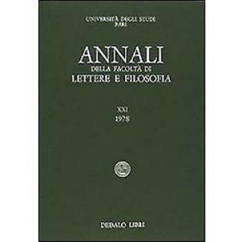 Annali della facoltà lettere e filosofia Università di Bari (Vol. 11)