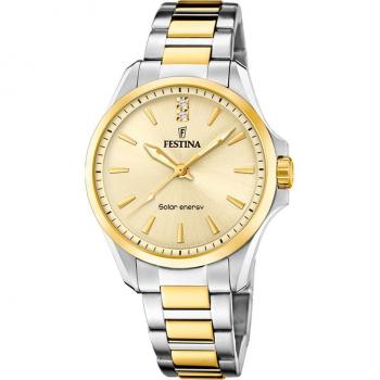 Festina Solar Energy F20655/3 Champagne Acero Inoxidable 316l, Mujer