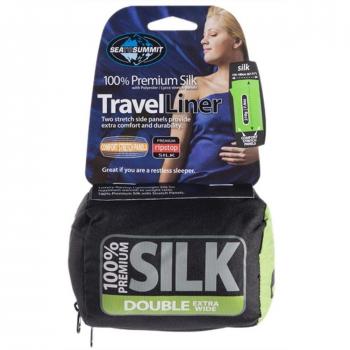 Sea to Summit Silk Stretch Liner-Double (Rectangular) Sleeping Bag Camping and Hiking, Adults Unisex, Blue, One Size