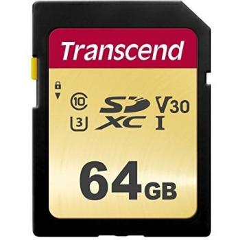 Transcend TS64GSDC500S Scheda di Memoria SDXC da 64 GB, Imballaggio Standard, 500S, Per Videocamere