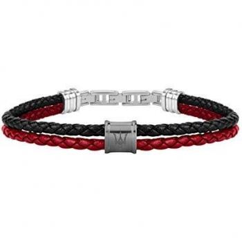 Pulsera de acero y cuero para hombre Maserati