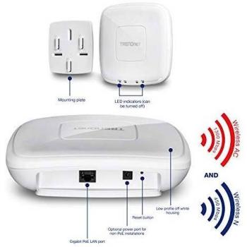 Trendnet TEW-825DAP Wireless AC1750 Dual Band Point d'Accesso con Supporto Power Over Ethernet (PoE) Bianco