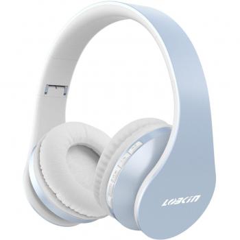 Cuffie Bluetooth LOBKIN Auricolari Stereo con Microfono Bluetooth 4.1 Pieghevole Over-Ear Senza Fili Cuffie con Microfono Ricaricabile Riduzione del Rumore Interno Supporto SD/TF Card (azzurro)