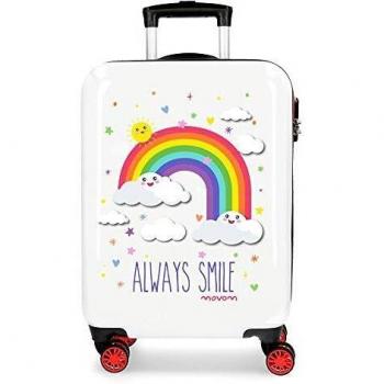 Enso Arcoiris Always Smile Maleta de Cabina Blanco 38x55x20 cms Rígida ABS Cierre combinación 35L 2,3Kgs 4 Ruedas Equipaje de Mano