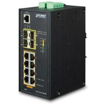 Planet IGS-5225-8P4S Managed Layer 2+ Gigabit Ethernet (10/100/1000) Black Support Power Over Ethernet (PoE)