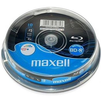 Maxell Blu-Ray BD-R 4X 25GB Full Inkjet Print Cake 10