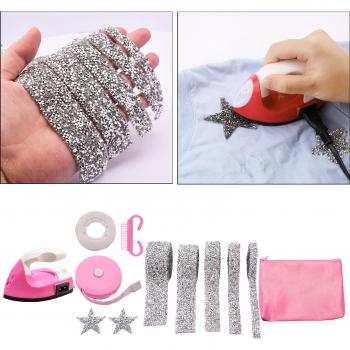 Kit Mini Prensa de Hierro con Parches de Costura y Apliques de Cristal