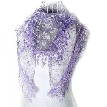 Bufanda para mujer con encaje borlas florales triangular