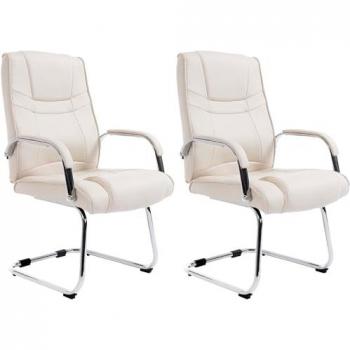 Set de 2 sillas cantilever XXL Attila en polipiel crema