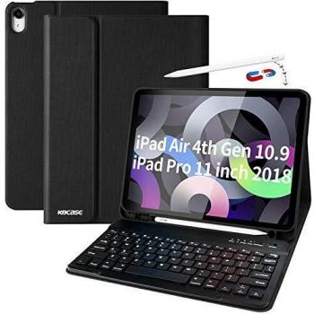 Custodia con Tastiera iPad 2022 Air 5 10.9 con supporto per penna, tastiera magnetica rimovibile Bluetooth con layout QWERTZ, per Nuovo iPad Air 4/A2588/A2589/A2591/Pro 11 2018 (2a generazione)