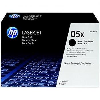 HP CE505XD 05X Confezione da 2 Cartucce Toner Originale, Compatibile con Stampanti LaserJet P2035, P2055, P2055D, P2055DN e P2055, Nero