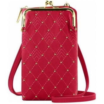 Bandolera Rosa con Tachuelas Doradas y Diseño de Rombos