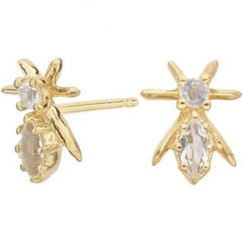 Pendientes araña piedra lunar y cristal de roca Itemporality SEA-210-150-UU