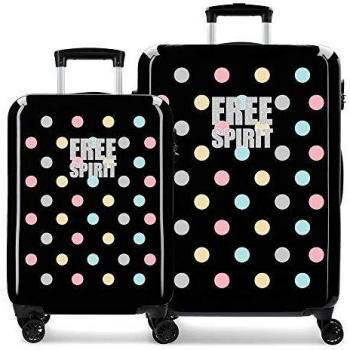Movom Free Dots Juego de Maletas 55/68 cm Rígida ABS Cierre combinación 104 L 4 Ruedas Dobles Equipaje de Mano, Negro