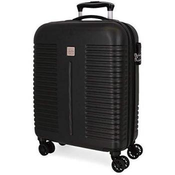 Roll Road India Maleta de Cabina Negra 40x55x20 cms Rígida ABS Cierre combinación 37L 2,6Kgs 4 Ruedas Dobles Extensible