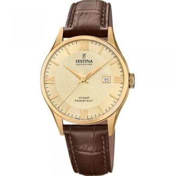 Festina Reloj de Hombre F20010/5 – Correa de Piel Marrón, Swiss Made