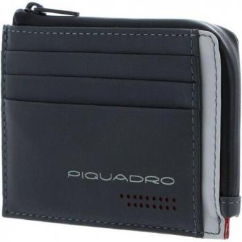 Tarjetero Piquadro Urban de Piel Gris con Cremallera