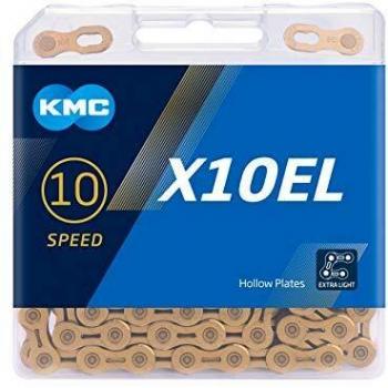 Cadena KMC X10 El Light 114 Eslabones 10V. Oro