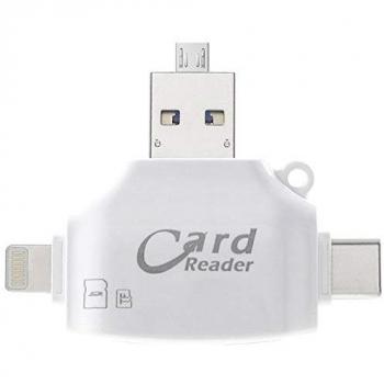 Scheda di memoria multifunzione 4 in 1 lettore di scheda microSD SD bianco