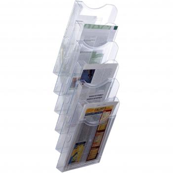 Expositor mural de pared Archivo 2000. Con 6 bandejas Din A4 transparente 155x239x665 mm