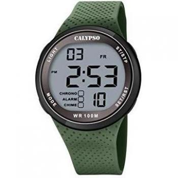 CALYPSO Reloj Modelo K5785/5 de la colección Color Splash, Caja de 44 mm Negro con Correa de Caucho Verde para Caballero