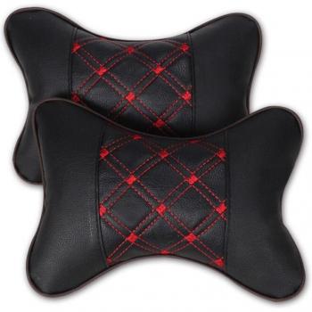 Almohada cervical para automóvil, reposacabezas de cuero PP de algodón, almohada de seguridad para el cuello, 2 uds