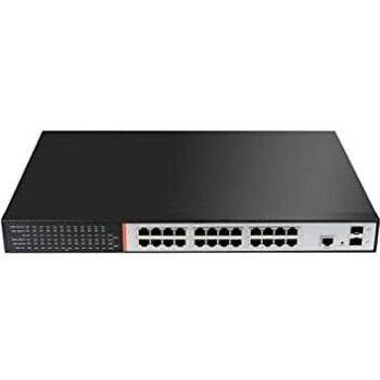 Switch di rete 24 porte Gigabit POE 300W + 2 porte SFP per fibra ottica