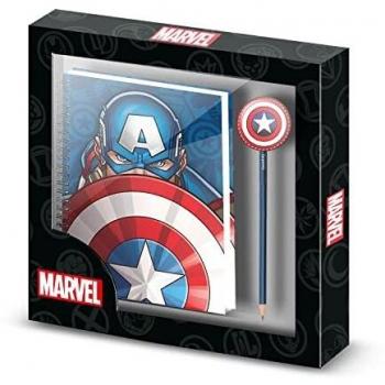 Capitán América Patriot-Caja Regalo con Cuaderno y Lápiz Fashion, Multicolor