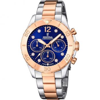Reloj Festina Boyfriend F20605/3 Azul Correa De Acero Inoxidable 316l, Mujer