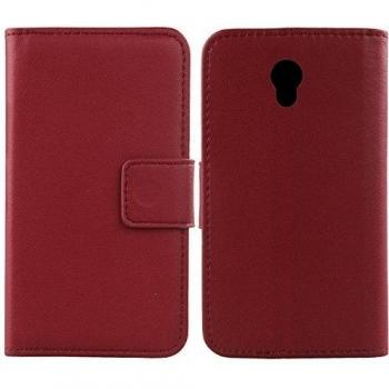Gukas Design Genuine Leather Case for Alcatel One Touch Pixi 4 5045X 5 / Orange Rise 51 Wallet Flip Wallet Card Slots Real Leather Premium Cover (Dark Red)