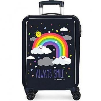 Enso Arcoiris Always Smile Maleta de Cabina Azul 38x55x20 cms Rígida ABS Cierre combinación 35L 2,3Kgs 4 Ruedas Equipaje de Mano