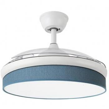 Ventilador DC Moda 72W Blanco/Azul 108D 3 Aspas 7200lm 3000K, 4000K, 6000K Remoto+Memoria+Temporizador